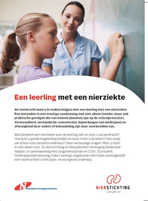 Een leerling met nierziekte Een leerling met nierziekte