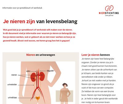 Je nieren zijn van levensbelang Je nieren zijn van levensbelang